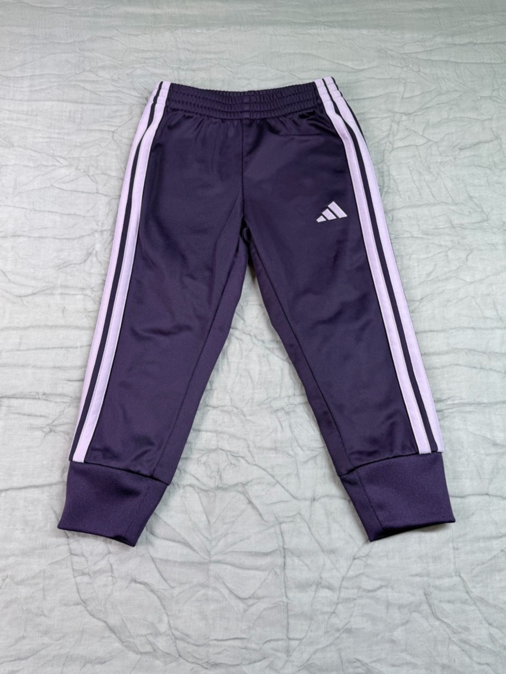 Adidas Kids Purple Track Pants with Pink Stripes